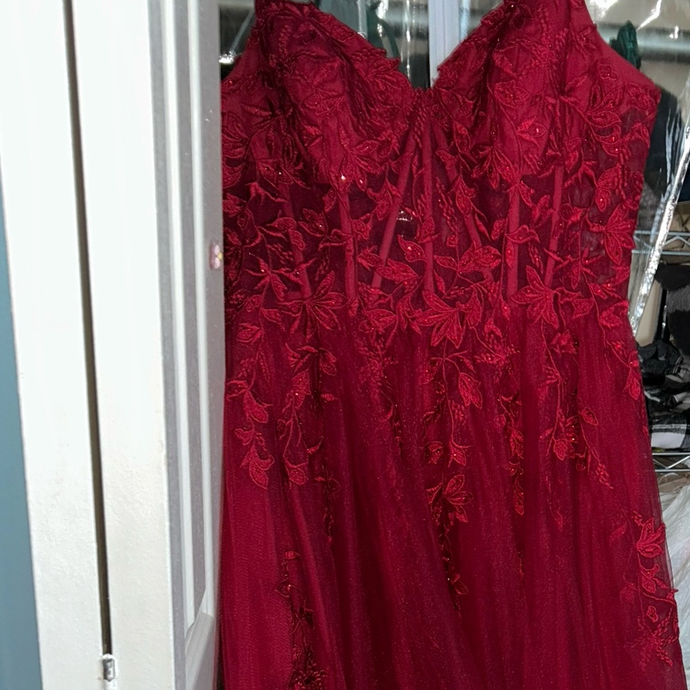 Elegant Red Lace Gown